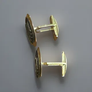Photo of Vintage 1950 Stagecoach Black Gold Hollywood Regency MCM Cuff Links Cufflinks