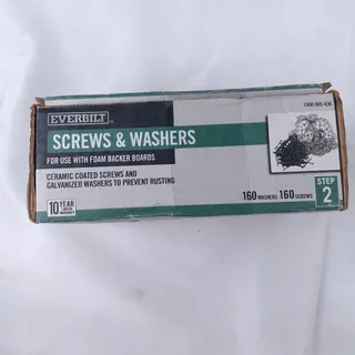 Photo of Everbilt #9 x 1-5/8" Ceramic Coated Screws & Galvanized Washers 160 Foam Board