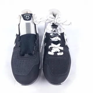 Photo of Under Armour UA Yard Low Mid Baseball Cleats Black White Youth Molded Shoes