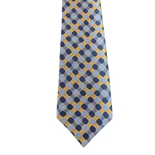 Photo of Highly Sought After Vintage Piaget 100% Silk Men's Blue Tie With Multicolor Designs