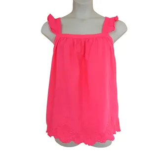 Photo of Lane Bryant Pink Ruffle Strap Eyelet Hem Sleeveless Top