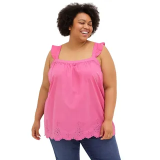 Photo of Lane Bryant Pink Ruffle Strap Eyelet Hem Sleeveless Top