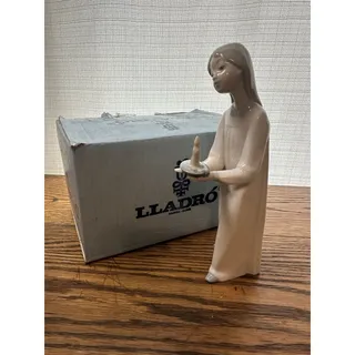 Photo of Lladro Figurine #4868 "Girl with Candle", Girl Nightgown, Retired Collectible