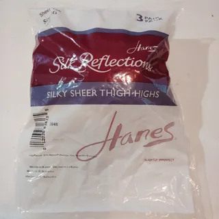 Photo of Hanes Size CD 3-Pack Silk Reflections Silky Sheer Thigh High Stockings Pearl-05