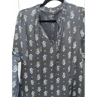 Photo of Loft Outlet 2Pc Set Gray Blue Floral NWT Medium Skirt 4