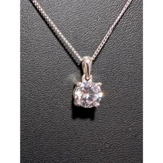 Photo of Silver Tone Necklace With Crystal Solitaire Pendant