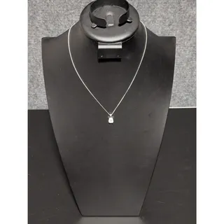 Photo of Silver Tone Necklace With Crystal Solitaire Pendant