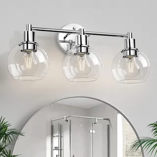 Photo of 3 Lights Bathroom Vanity Light Fixtures Chrome, Bathroom Lights Over Mirror, Ind