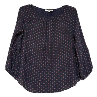 Photo of LOFT Blue Printed Long Sleeve Flowy Blouse, Size M