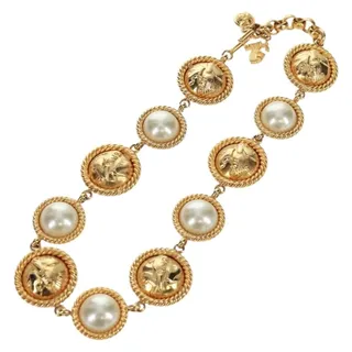 Photo of Salvatore Ferragamo Pearl Necklace Metal Gold Tone