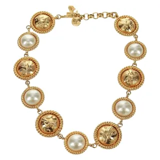 Photo of Salvatore Ferragamo Pearl Necklace Metal Gold Tone
