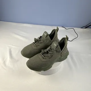 Photo of Steve Madden MYLES-R Green Knit Upper Low Top Lace-Up Athletic Sneakers