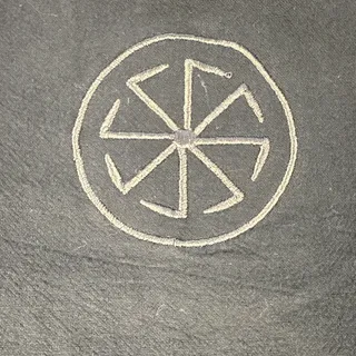 Photo of Men’s Black Lace‑Up Long Sleeve Slavic Sun Wheel Kolovrat Symbol Modern Size X