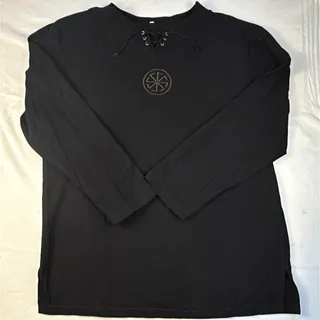 Photo of Men’s Black Lace‑Up Long Sleeve Slavic Sun Wheel Kolovrat Symbol Modern Size X