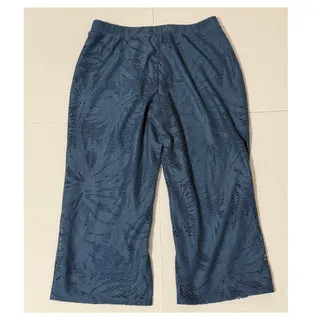 Photo of Susan Graver Soleil Petite Lace Knit Wide-Leg Crop Pants, Blue, Size MP