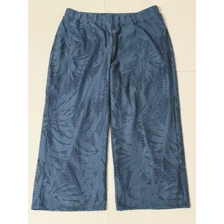 Photo of Susan Graver Soleil Petite Lace Knit Wide-Leg Crop Pants, Blue, Size MP