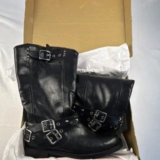 Photo of Black Moto Boots – Multi Buckle Straps – Biker/Engineer Style – Size 11