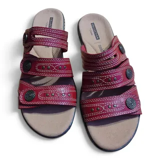Photo of Clarks Collection LakIa Red Leather Slide Sandals Womens 6.5M NWOB