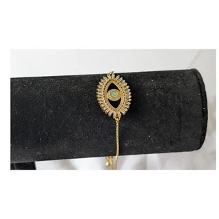Photo of Gold Tone Evil Eye Opal & Baguette Crystal Adjustable Bracelet