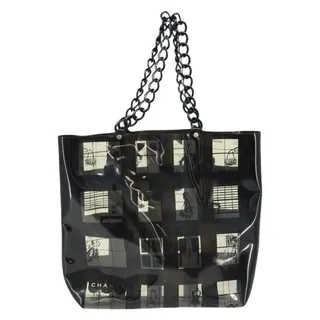 Photo of Chanel Vinyl Chain Tote Bag Black Synthetic