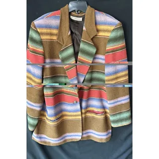 Photo of Vintage Arizona Jean Company Southwestern Serape Stripe Wool Blend Blazer Large
