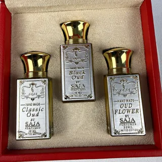 Photo of SAJA Handmade Oud Perfume 35ml Each – Classic, Black & Oud Flower from Kuwait
