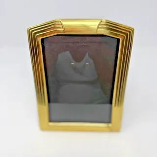 Photo of Vintage Solid Brass Tabletop Picture Frame Art Deco Stepped Design