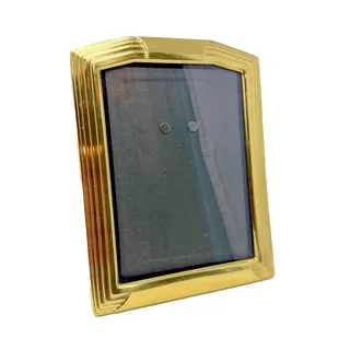 Photo of Vintage Solid Brass Tabletop Picture Frame Art Deco Stepped Design