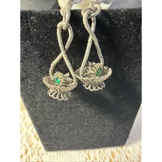 Photo of VINTAGE 925 Silver Plated, 24” Chain Filigree Basket Pendant-Basket Earrings