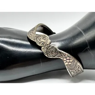 Photo of Vintage Embossed Double Snake Clamper Bracelet Hinged