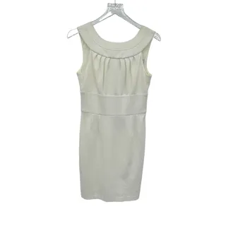 Photo of Trina Turk dress small sleeveless sheath pleated knee length ivory