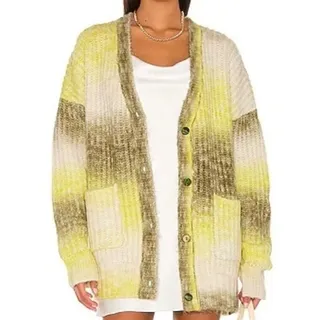 Photo of For Love & Lemons Celeste Cardigan Yellow Ombre Chunky Oversized Cardigan size M