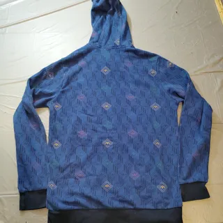 Photo of Adidas Originals Trefoil All Over Print Hoodie Youth XL Blue Geometric Pattern