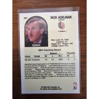 Photo of Rick Adelman 1989-1990 NBA Hoops #291 - Portland Trail Blazers - Fresh Pull