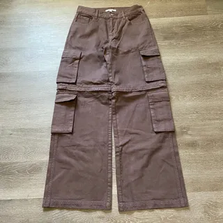 Photo of PacSun Zip Off Convertible Cargo Pants Women's 26 Brown Baggy Jorts Y2K Skater