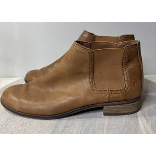 Photo of Frye Mallory Cognac Leather Chelsea Ankle Boots Womens Size 8.5 M Pull On