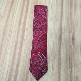 Photo of Men's Donald J. Trump Signature Collection Red Silver Paisley Silk Tie
