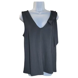 Photo of Banana Republic Wom Medium Black Sleeveless Bow Blouse Top Office Basic Spring