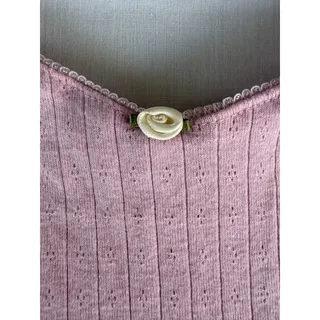 Photo of Altar'd State Coquette Pink Pointelle Cami Top Rosette Lettuce Hem S Balletcore