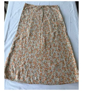 Photo of Eddie Bauer 100% Linen Cottagecore Granola GardenFairy Floral Maxi Skirt M Tall 