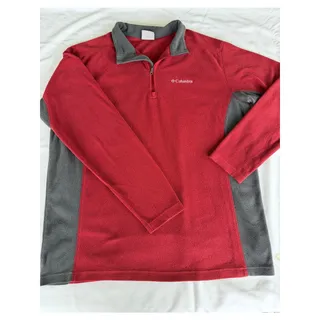 Photo of Gorpcore Columbia Pine Ridge Half Zip Brick Red Fleece Outdoor Fall Hiking L