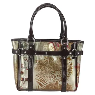 Photo of Salvatore Ferragamo Coated Canvas Animal Pattern Handbag Brown