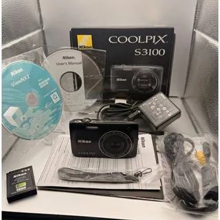 Photo of Nikon Coolpix S3100 14MP Black Digital Camera COMPLETE In Box *AS IS LENS STUCK*