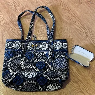 Photo of Vera Bradley Black and Blue Floral Tote