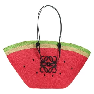 Photo of Loewe Raffia Watermelon Tote Bag Red