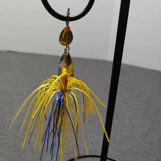 Photo of Spinner Bait Fishing Lure Yellow Blue Jig Weedless Bass Pike Tackle NWOT New