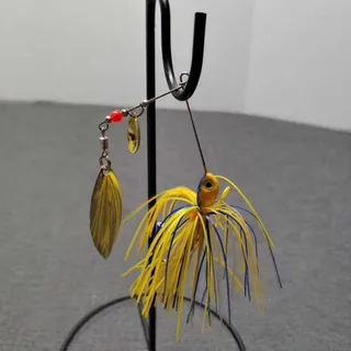 Photo of Spinner Bait Fishing Lure Yellow Blue Jig Weedless Bass Pike Tackle NWOT New
