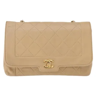 Photo of Chanel Matelasse Lambskin Chain Shoulder Bag Beige