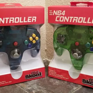 Photo of 2 N64 Controllers - Ice Blue / Turquoise & Jungle Green (NEW) Funtastic OldSkool
