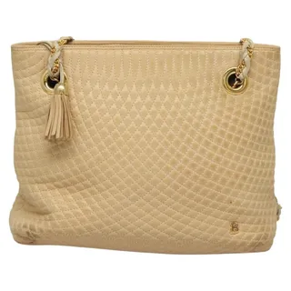 Photo of Bally Leather Quilted Chain Shoulder Bag Beige